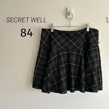 SECRET WELL, 플레어 스커트, 체크 무늬, 라메, 빅 사이즈