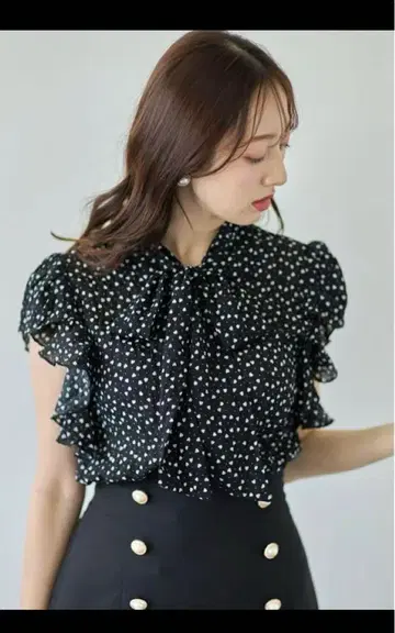 새상품 토코 클로젯 보타이 리본 하트 도트 프린트 블라우스