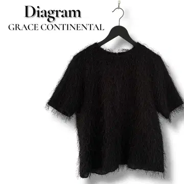 Diagram GRACE CONTINENTAL 블랙 반팔 프린지 티셔츠