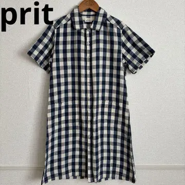 프릿 prit 셔츠 원피스 깅엄 체크 린넨 코튼 일본제