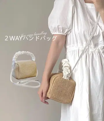 페미닌 2WAY 바스켓 핸드백 PU 소재 약 170g