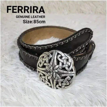 FERRIRA 벨트 켈트족 매듭 메탈 버클 체인 뜨개질 가죽
