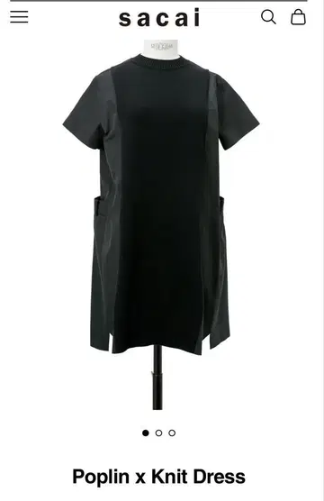 [ sacai ] Poplin 니트 드레스 포플린 x 니트 드레스 블랙