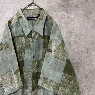 90년대 vintage 반팔 패턴 셔츠 실크 남성용 L 구제 의류 개성파