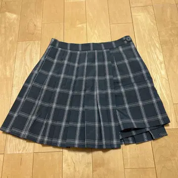 Tinajojun 네이비 체크 플리츠 스커트