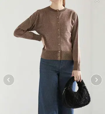 테치치 techichi 브론즈 브라운 라메 믹스 긴팔 가디건