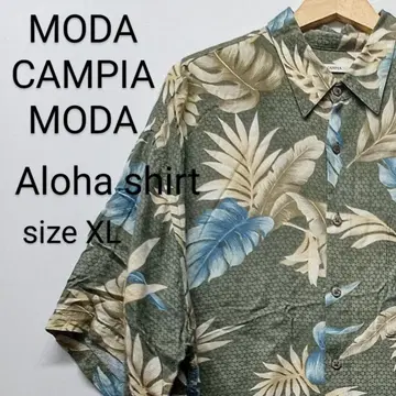 MODA CAMPIA MODA 알로하 셔츠 XL 잎 패턴 그린 계열
