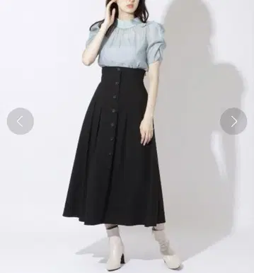 WILLSELECTION 프론트 버튼 플레어 스커트 블랙