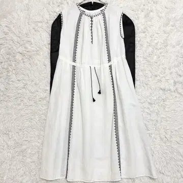 스픽 앤 스팬 원피스 맥시 길이 슬리브리스 레이스 린넨 코튼