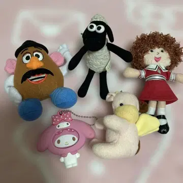 캐릭터 봉제 인형 5개 키링