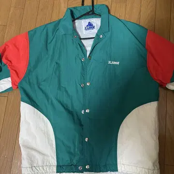 XLARGE 나일론 자켓 반팔 그린/레드/화이트