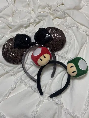 USJ 버섯 머리띠와 미키 머리띠 세트