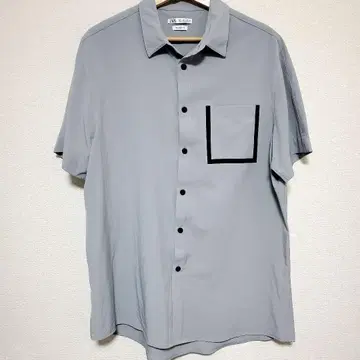 ZARA 릴랙스 핏 그레이 반팔 셔츠 L