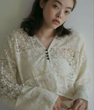 [새상품급] anuke Patchwork Lace Cardigan