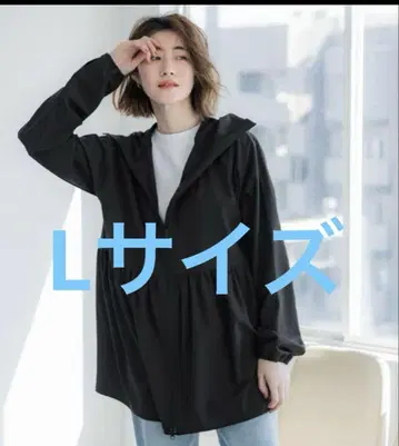 coca UV 컷 개더 후드티 L 블랙