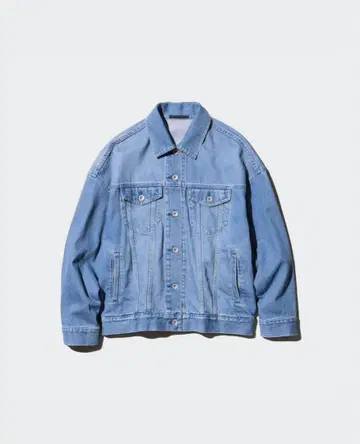 새상품 유니클로 데님 오버 사이즈 자켓 M 64 BLUE