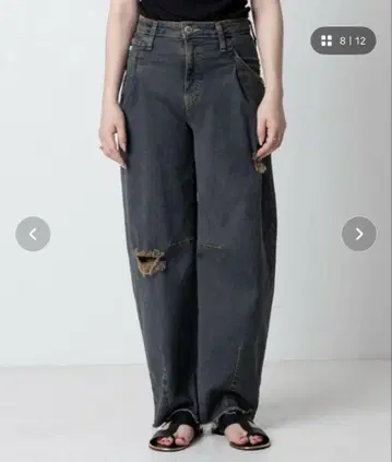SOMETHING 데미지 가공 턱 커브 데님