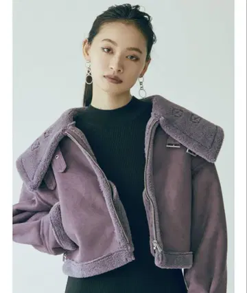MURUA 무루아 오버 컬러 숏 페이크 무스탕 코트