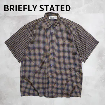 BRIEFLY STATED 실크 100% 코몬 무늬 셔츠 네이비 L