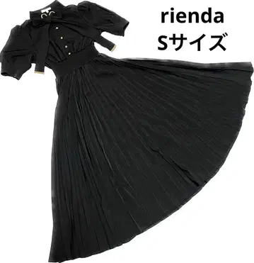 rienda 비둘기 보타이 롱 원피스 플리츠 블랙 S