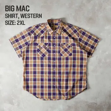 BIG MAC USA 제작 타탄 체크 웨스턴 셔츠 2XL