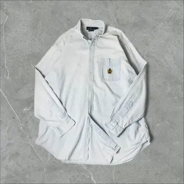 Ralph Lauren 자수 로고 원포인트 샴브레이 셔츠 XL 스카이블루