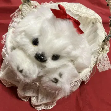 화이트 강아지 봉제 인형 말티즈