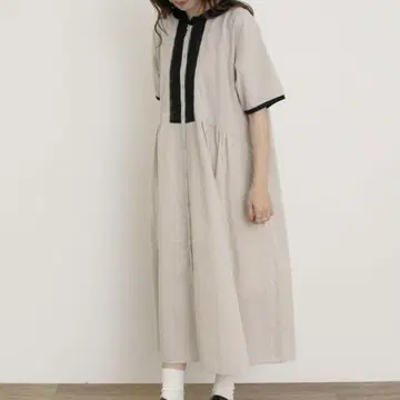 사만사 모스모스 세일러 카라 플라켓 레이스 배색 원피스 아이보리 M