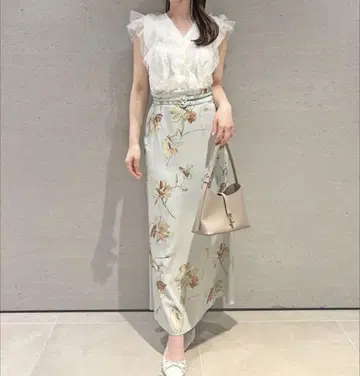 SNIDEL 더블 벨트 프린트 스커트 MNT M 사이즈