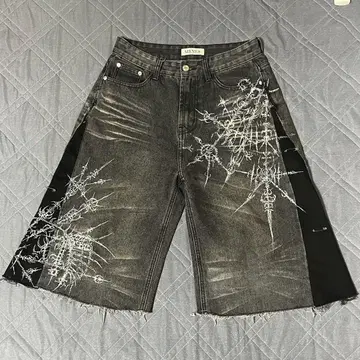 블랙 데님 숏 팬츠 리메이크