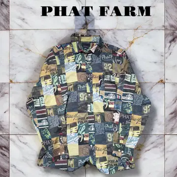 PHAT FARM 빅 실루엣 폴리 셔츠 올 패턴 긴팔 셔츠 2XL