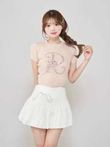택 포함 새상품 Darich 다리치 DR 비쥬 리브 니트 탑 PNK