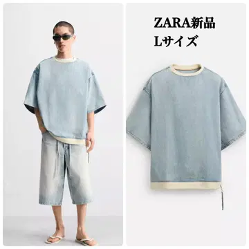 완판템 ZARA 데님 지퍼 스웨트 셔츠 L 택 포함 새상품