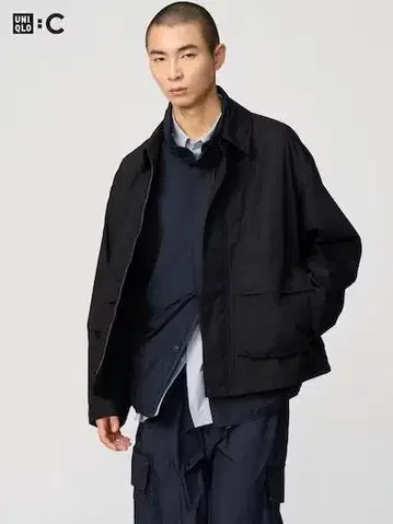 유니클로 C 코튼 숏 블루종 블랙 M