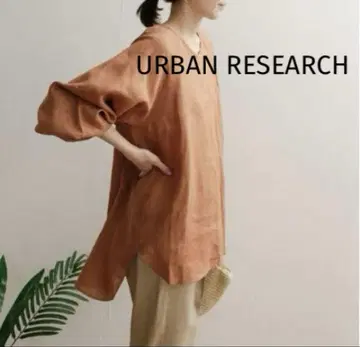 URBAN RESEARCH DOORS 린넨 V넥 튜닉 블라우스
