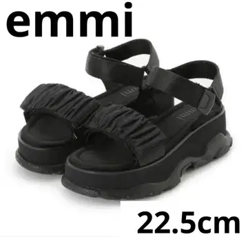 emmi 에미 통굽 개더 스트랩 샌들 블랙 22.5cm 새상품