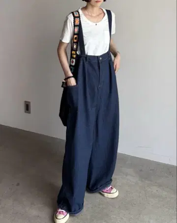 ARULLE 스트랩 데님 팬츠 (데님 살로펫)