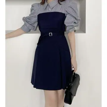 dazzlin 레이어드 셔츠 미니 원피스