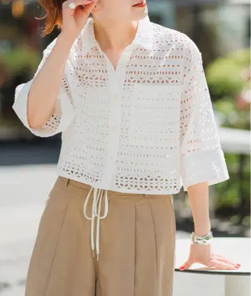레이스 숏 셔츠 spick&span