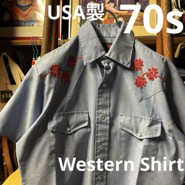 70s STIR-UPS 반팔 웨스턴 셔츠 장식 포함