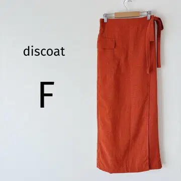 디스코트 롱 스커트 큐롯풍 리본 허리밴딩 오렌지 F