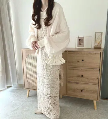 BAB 크로 셰 뜨개질 롱 원피스