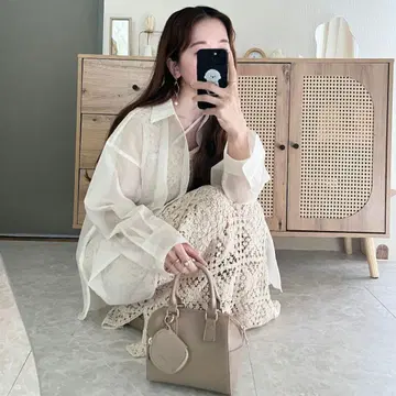 BAB 크로 셰 뜨개질 롱 원피스