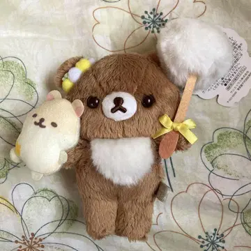 리락쿠마 봉제 인형 벚꽃 솜털 차이로이코구마 매달린 봉제 인형