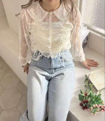 시어 개더 블라우스