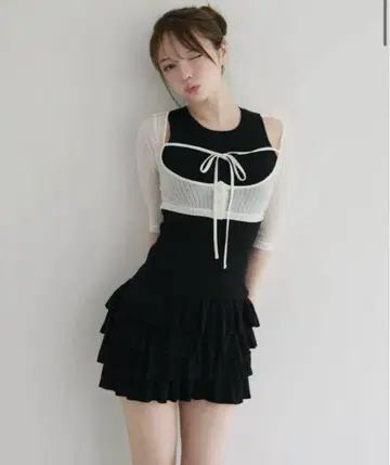 andmary Sophia frill set dress black