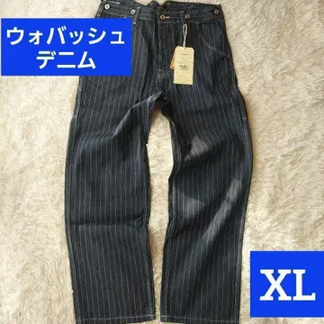 [수량 한정] XL 워바시 데님 아메카지 스트라이프 와이드 빈티지