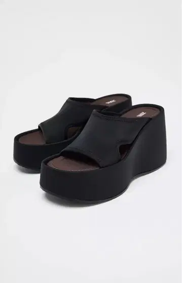 ZARA 탑 스티치 웨지 샌들 38 24.5cm