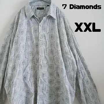 7 Diamonds 세븐 다이아몬드 패턴 셔츠 화이트 긴팔 2XL 남성용