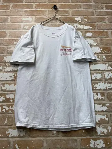 90년대 인앤아웃 버거 티셔츠 헤인즈 원포인트 백 프린트 화이트